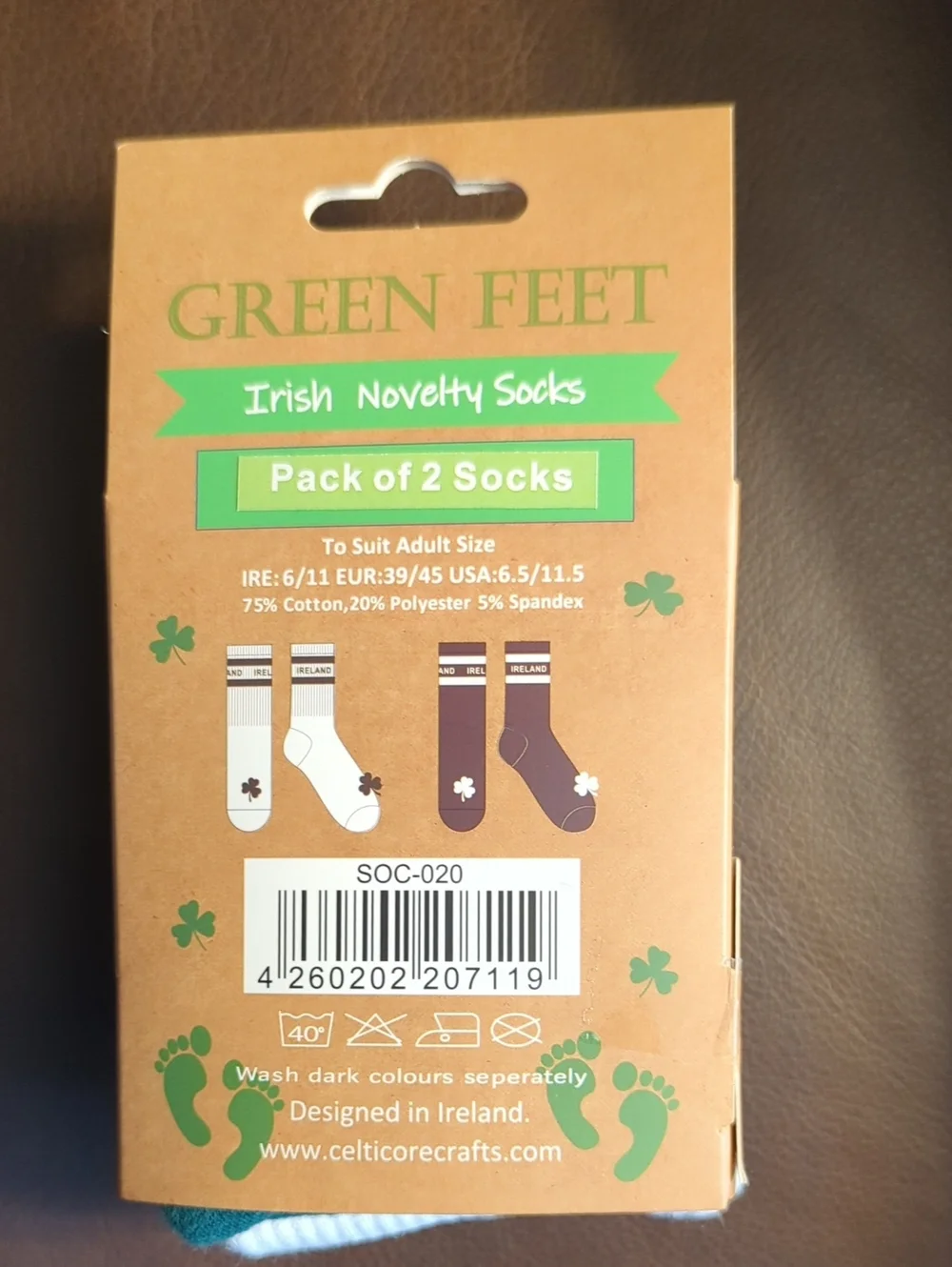 Ireland Crew Socks - Pack of 2 New With Tags